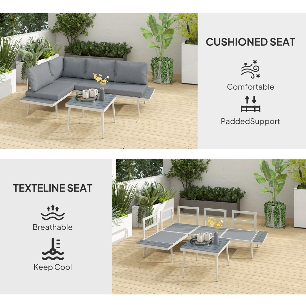 Outsunny Grey 4 Seater Garden Sofa Set with Adjustable Lounger - image 4