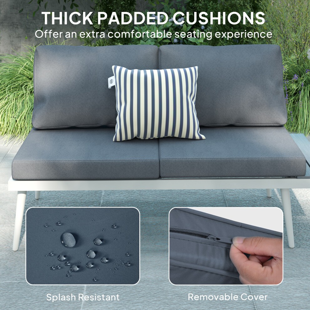 Outsunny Grey 4 Seater Garden Sofa Set with Adjustable Lounger - image 5
