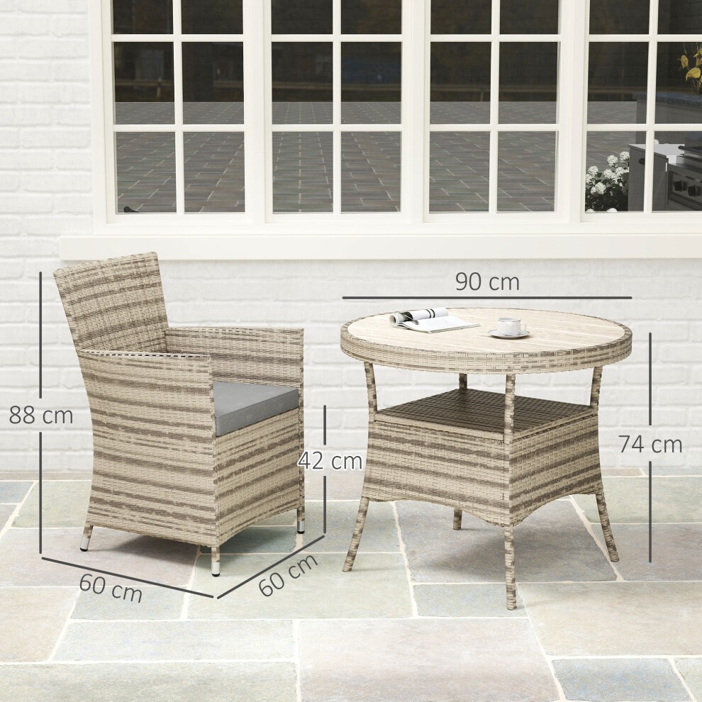 Outsunny Grey 4 Seater Rattan Dining Table Set with Cushions - image 2