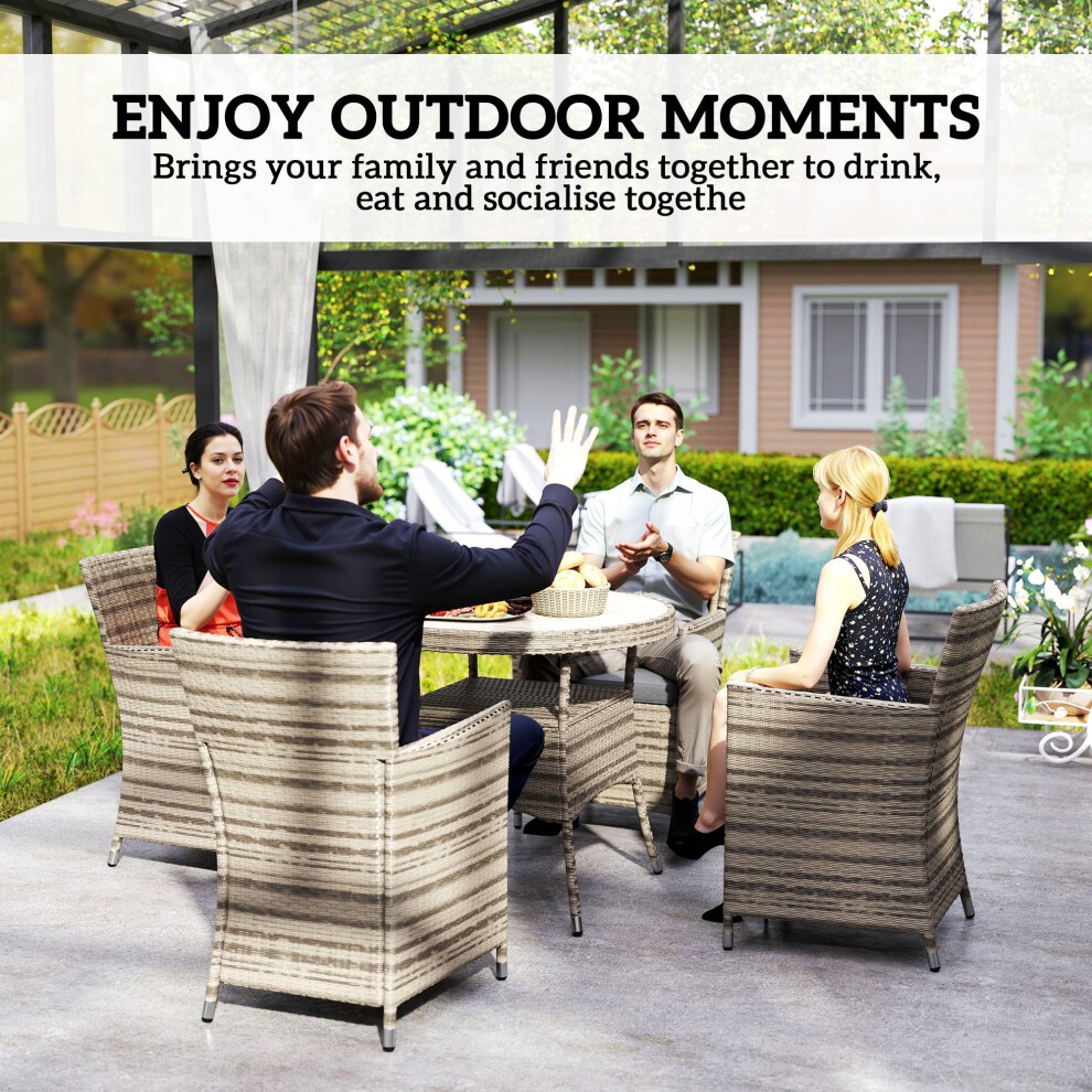 Outsunny Grey 4 Seater Rattan Dining Table Set with Cushions - image 3