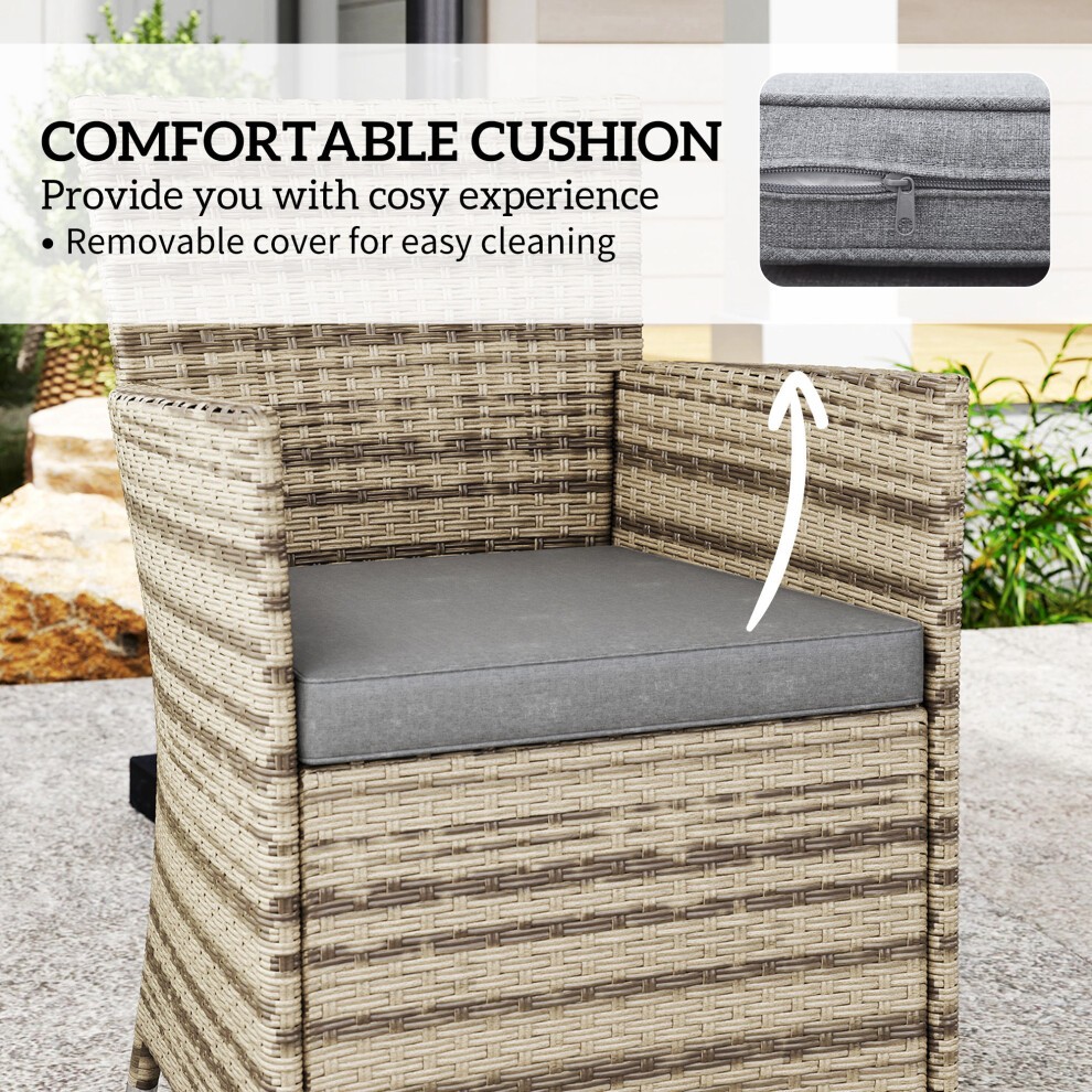 Outsunny Grey 4 Seater Rattan Dining Table Set with Cushions - image 5