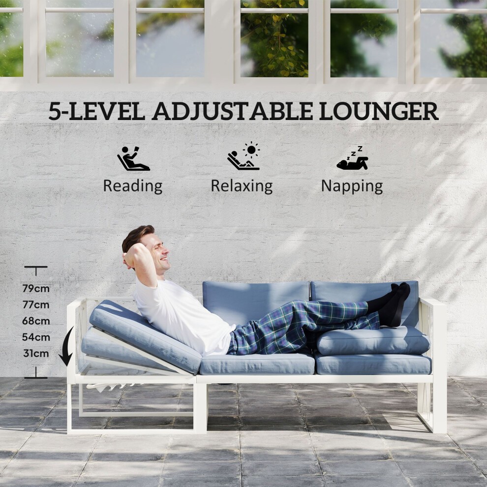 Outsunny Grey 5 Seater Garden Sectional Sofa Set with Adjustable Lounger - image 3