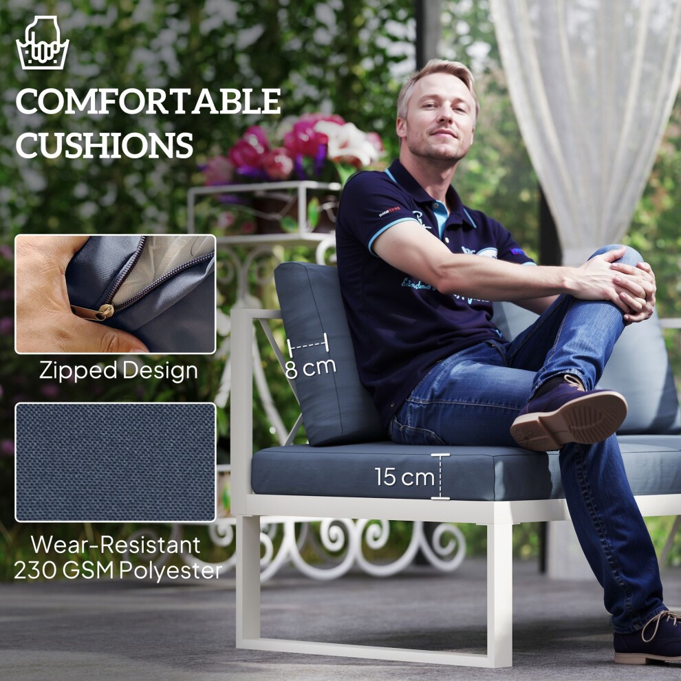 Outsunny Grey 5 Seater Garden Sectional Sofa Set with Adjustable Lounger - image 4