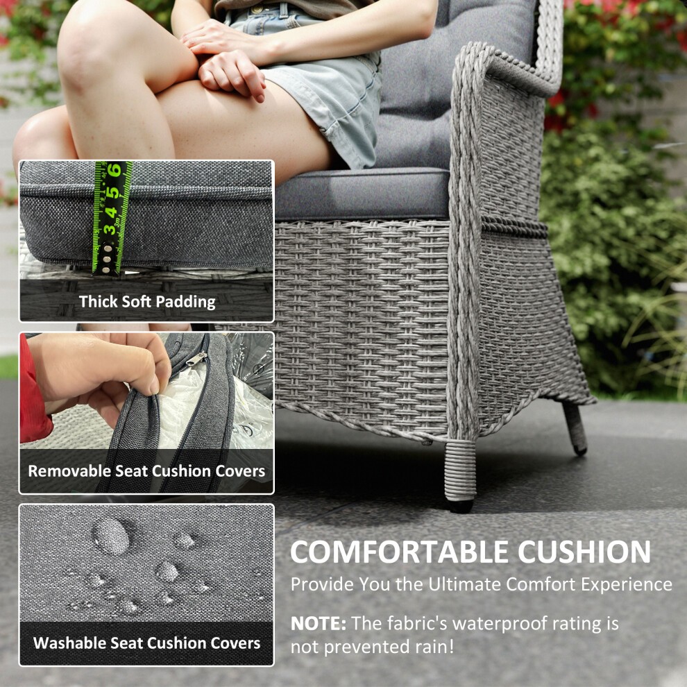 Outsunny Grey 6 Seater Rattan Dining Table Set with Cushions - image 3
