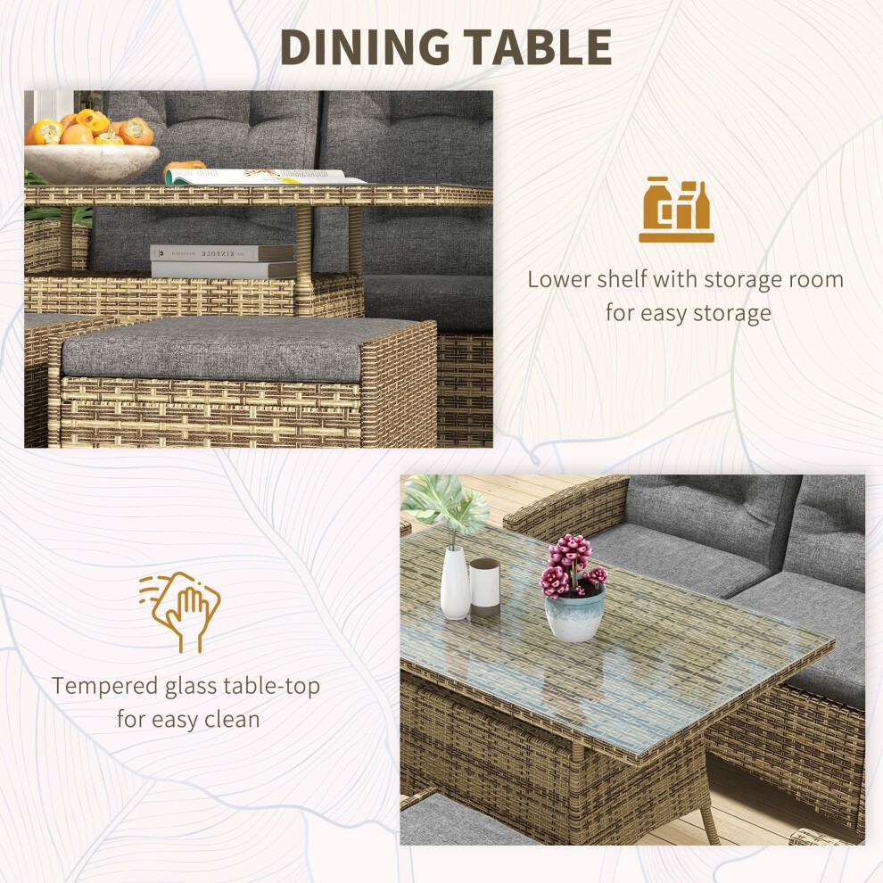 Outsunny Grey 6 Seater Rattan Furniture Set - image 3