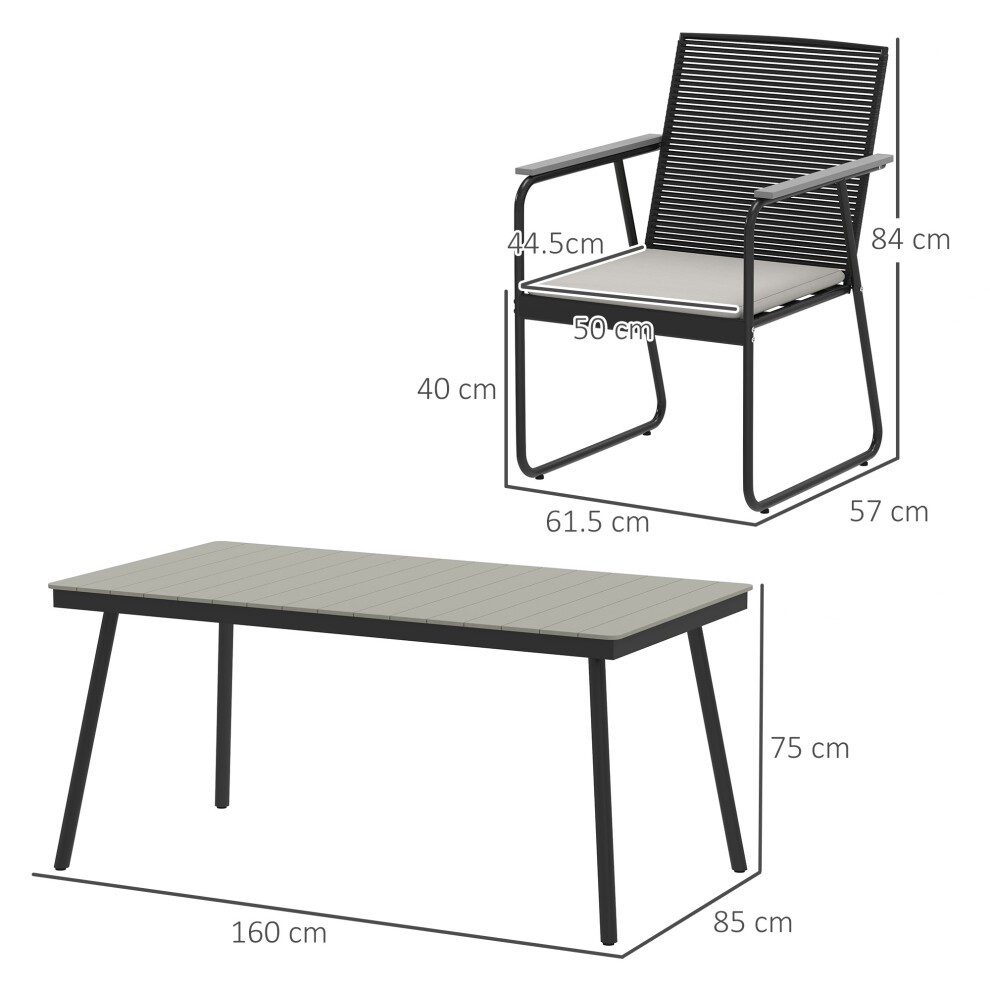Outsunny Grey 6 Seater Rattan Garden Dining Set - image 2