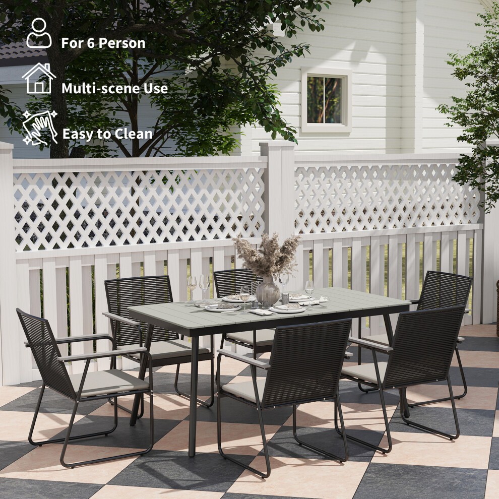 Outsunny Grey 6 Seater Rattan Garden Dining Set - image 5
