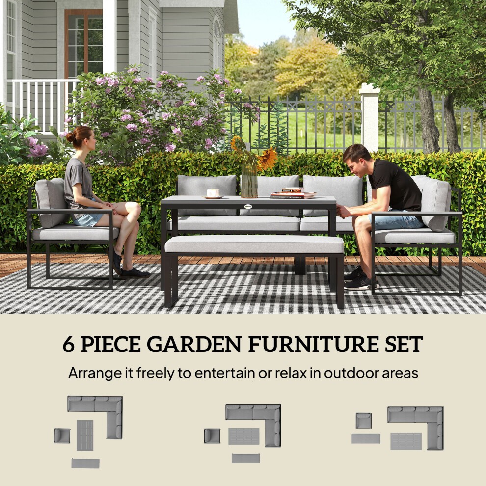Outsunny Grey 9 Seater Garden Corner Sofa Set - image 2