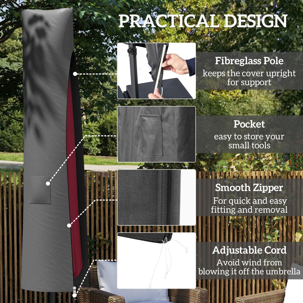 Outsunny Grey Large Parasol Cover - image 4