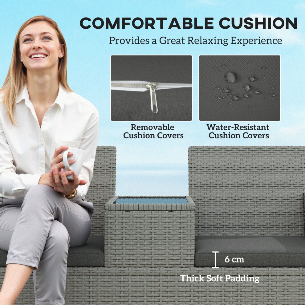 Outsunny Grey Rattan Patio Loveseat - image 4