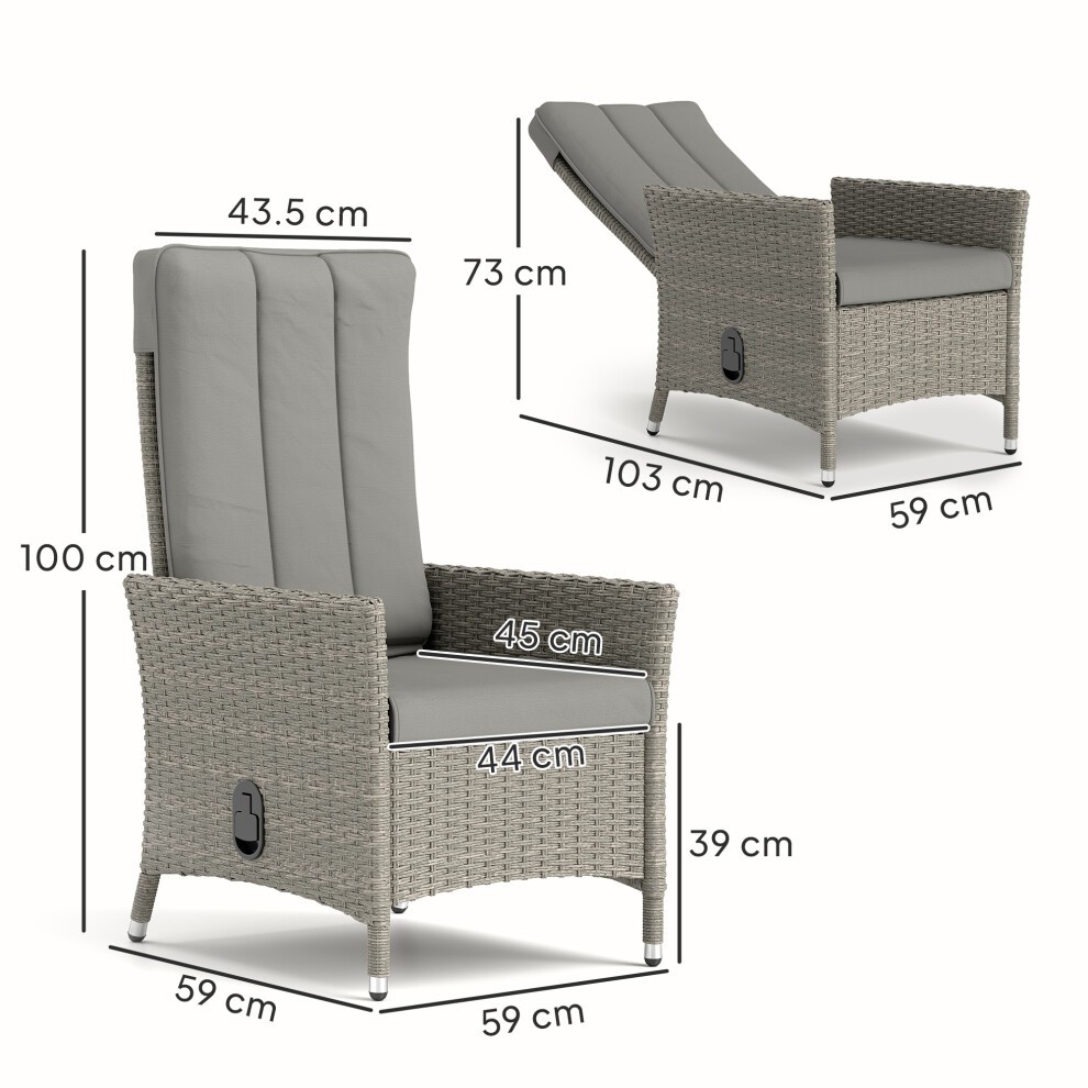 Outsunny Grey Rattan Recliner Chair with Adjustable Backrest - image 2