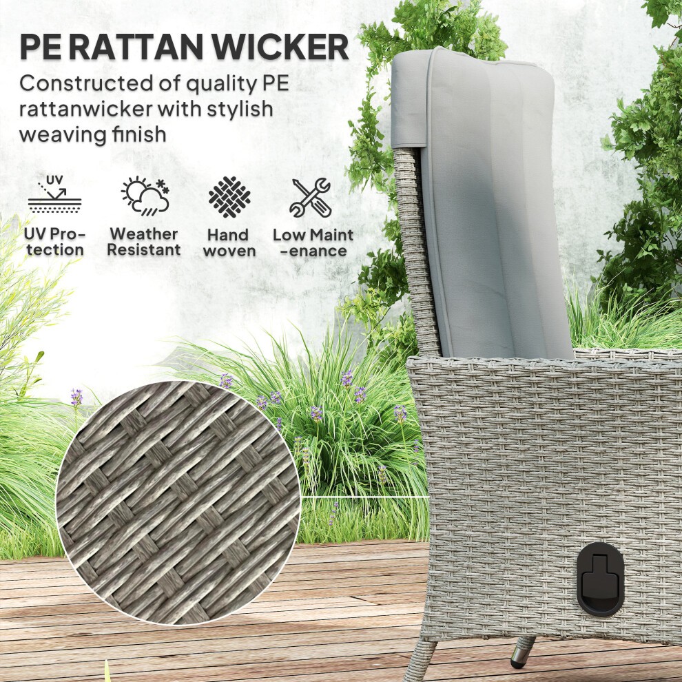 Outsunny Grey Rattan Recliner Chair with Adjustable Backrest - image 4