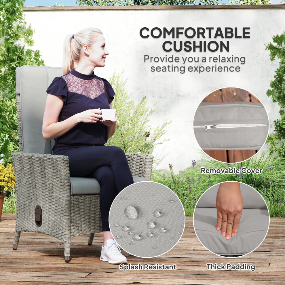 Outsunny Grey Rattan Recliner Chair with Adjustable Backrest - image 5