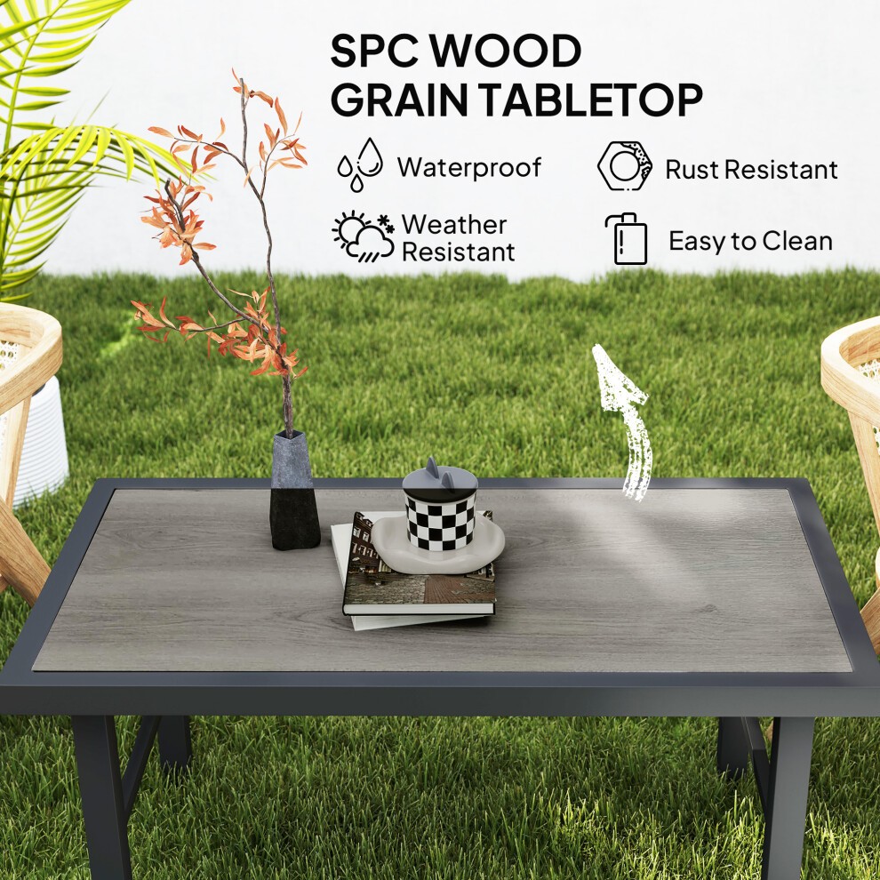 Outsunny Grey Wood Effect Garden Coffee Table - image 3
