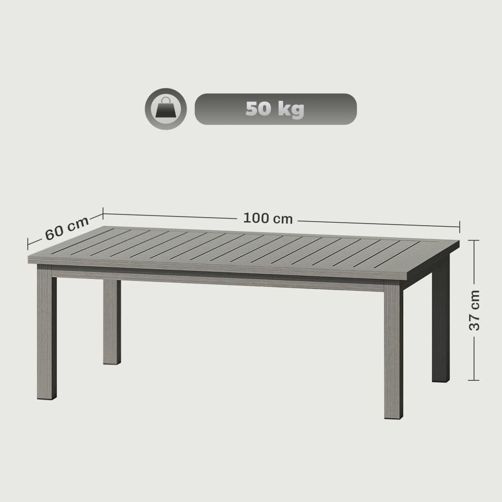 Outsunny Grey Wood Grain Effect Garden Coffee Table - image 2