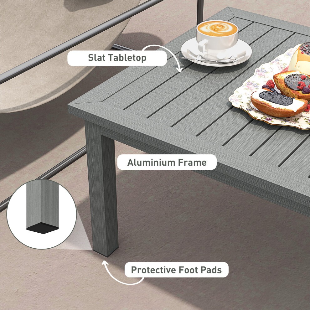 Outsunny Grey Wood Grain Effect Garden Coffee Table - image 3