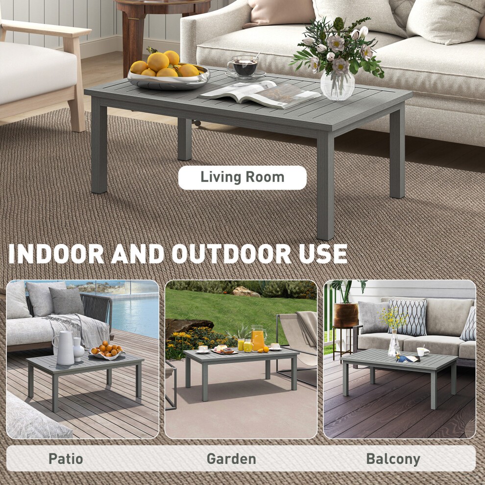 Outsunny Grey Wood Grain Effect Garden Coffee Table - image 4
