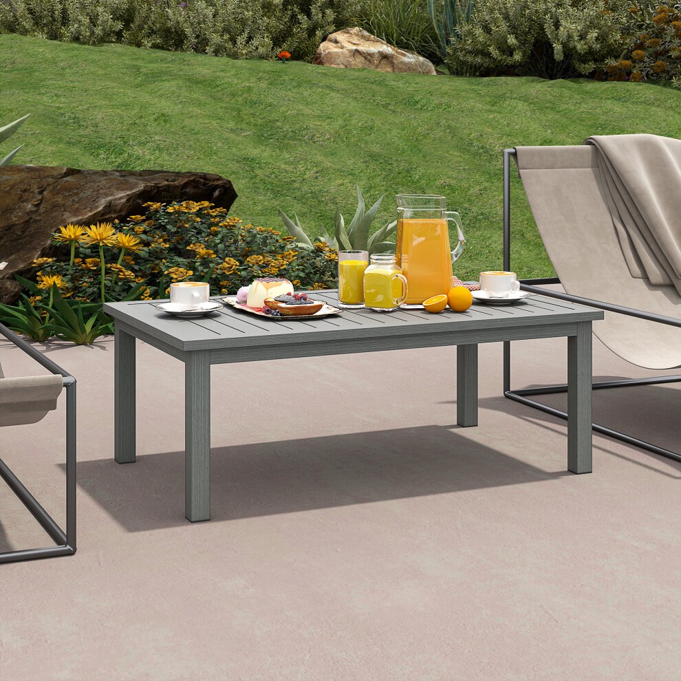 Outsunny Grey Wood Grain Effect Garden Coffee Table - image 5