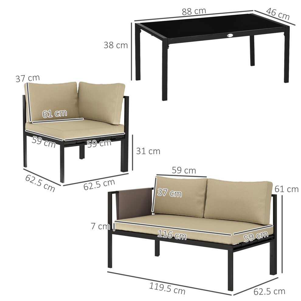 Outsunny Khaki 5 Seater Garden Sofa Set with Mesh Pocket - image 2
