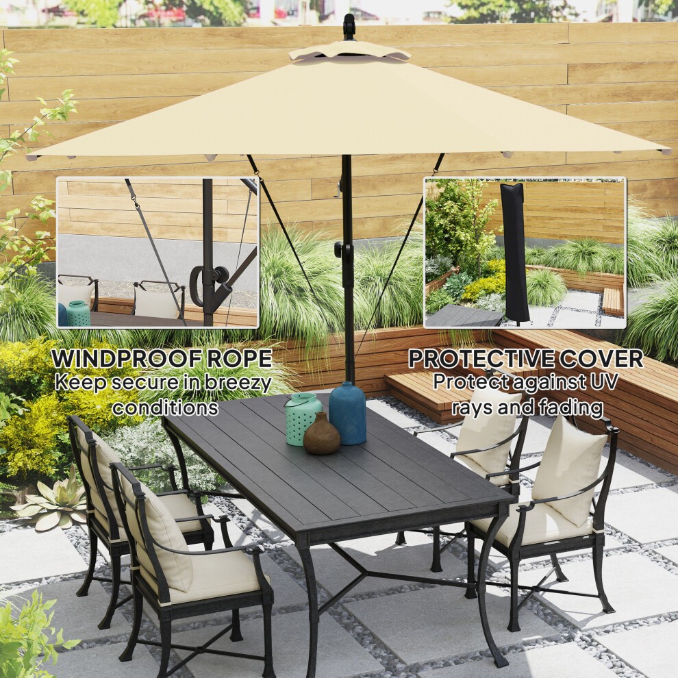 Outsunny Khaki Banana Cantilever Parasol with Cover and Wind Strap 3m - image 3