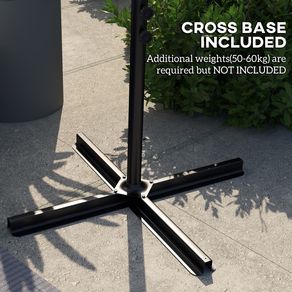 Outsunny Light Grey Crank and Tilt Cantilever Parasol with Cross Base 3m - image 5