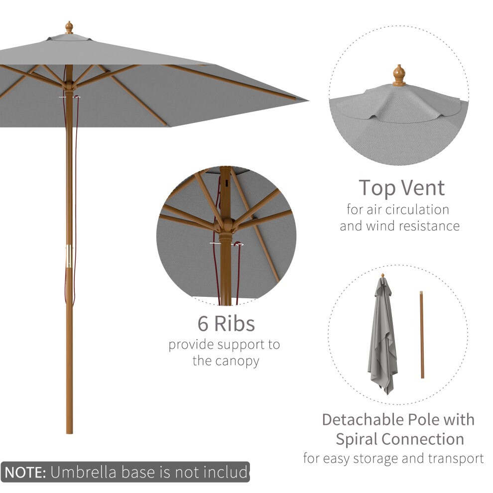 Outsunny Light Grey Wooden Garden Parasol 2.5m - image 2