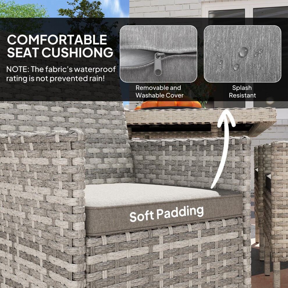Outsunny Mixed Grey 6 Seater Rattan Garden Dining Table Set with Cushions - image 3