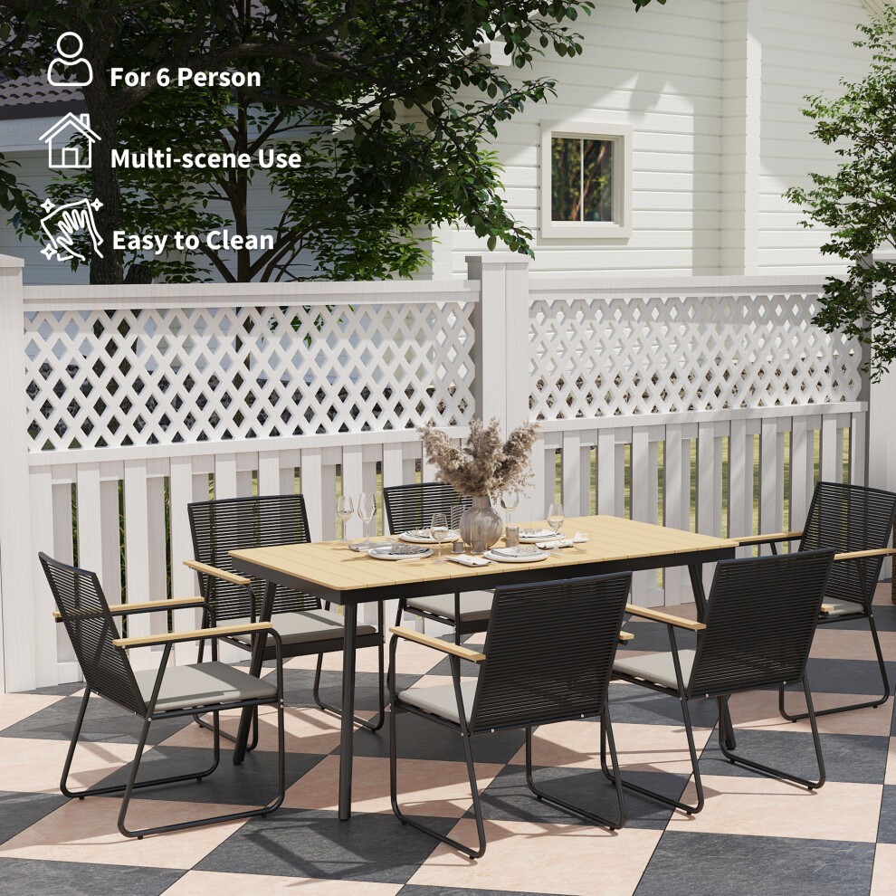 Outsunny Natural 6 Seater Rattan Garden Dining Set - image 5