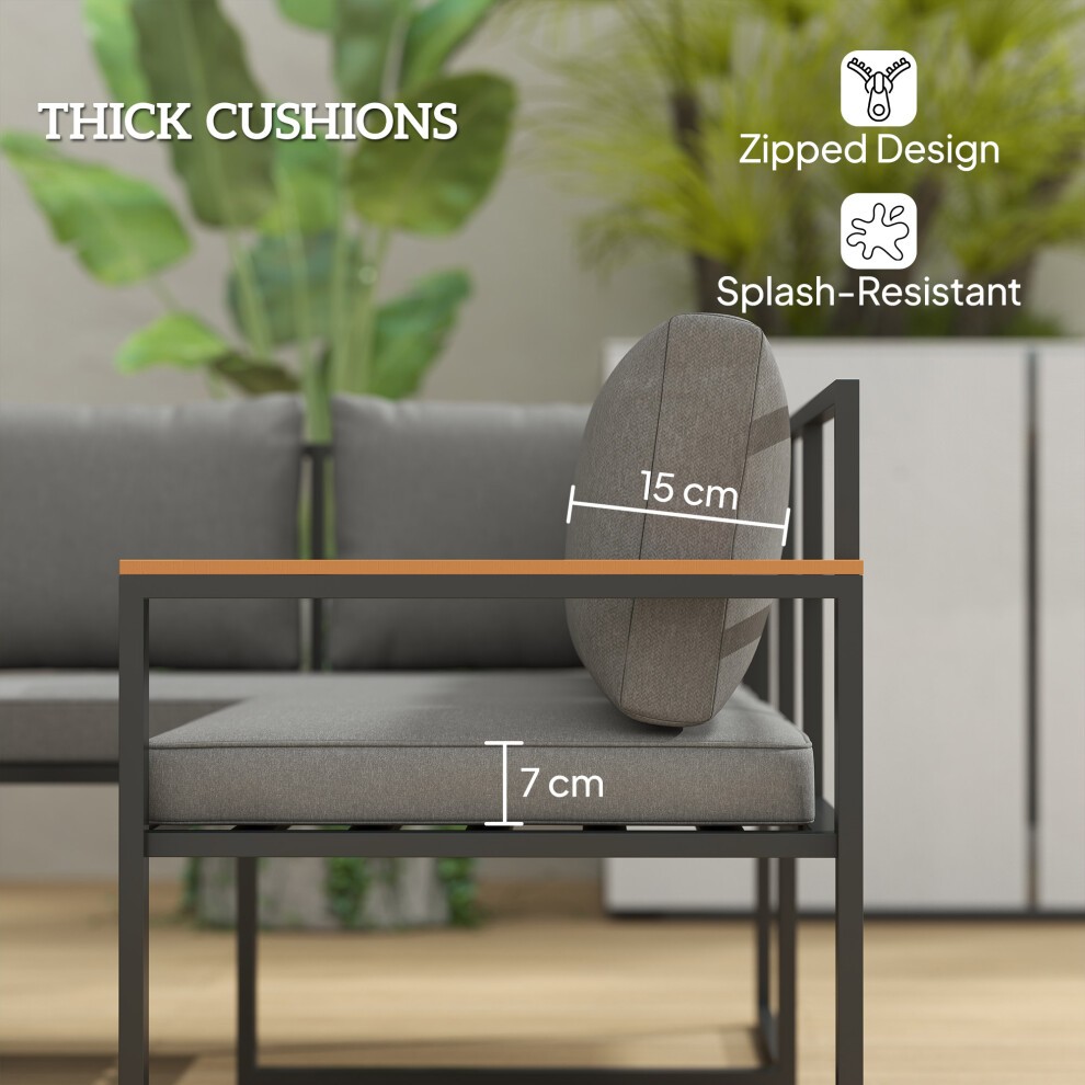 Outsunny Natural 9 Seater Garden Corner Sofa Set - image 4