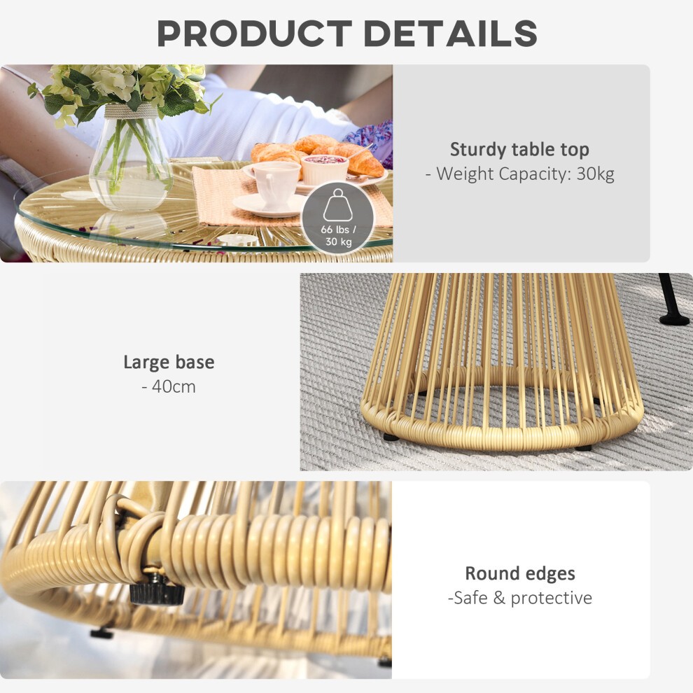 Outsunny Natural PE Rattan Round Hollow Drum Side Table - image 4