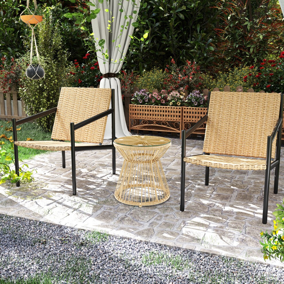 Outsunny Natural PE Rattan Round Hollow Drum Side Table - image 5