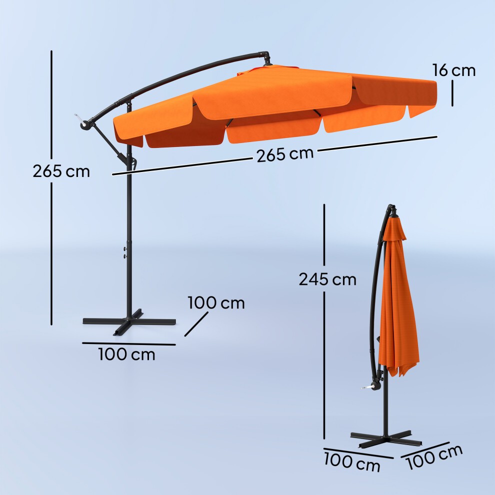 Outsunny Orange Banana Crank and Tilt Cantilever Parasol 2.7m - image 2