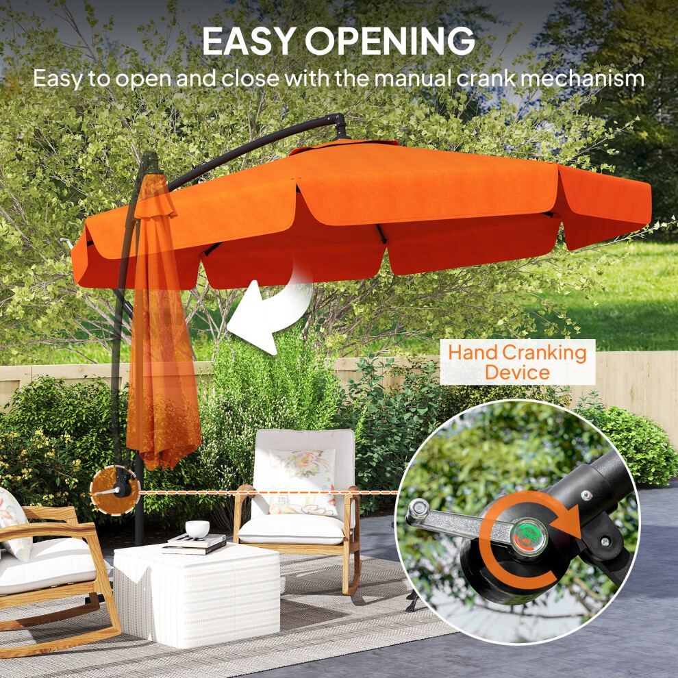 Outsunny Orange Banana Crank and Tilt Cantilever Parasol 2.7m - image 3