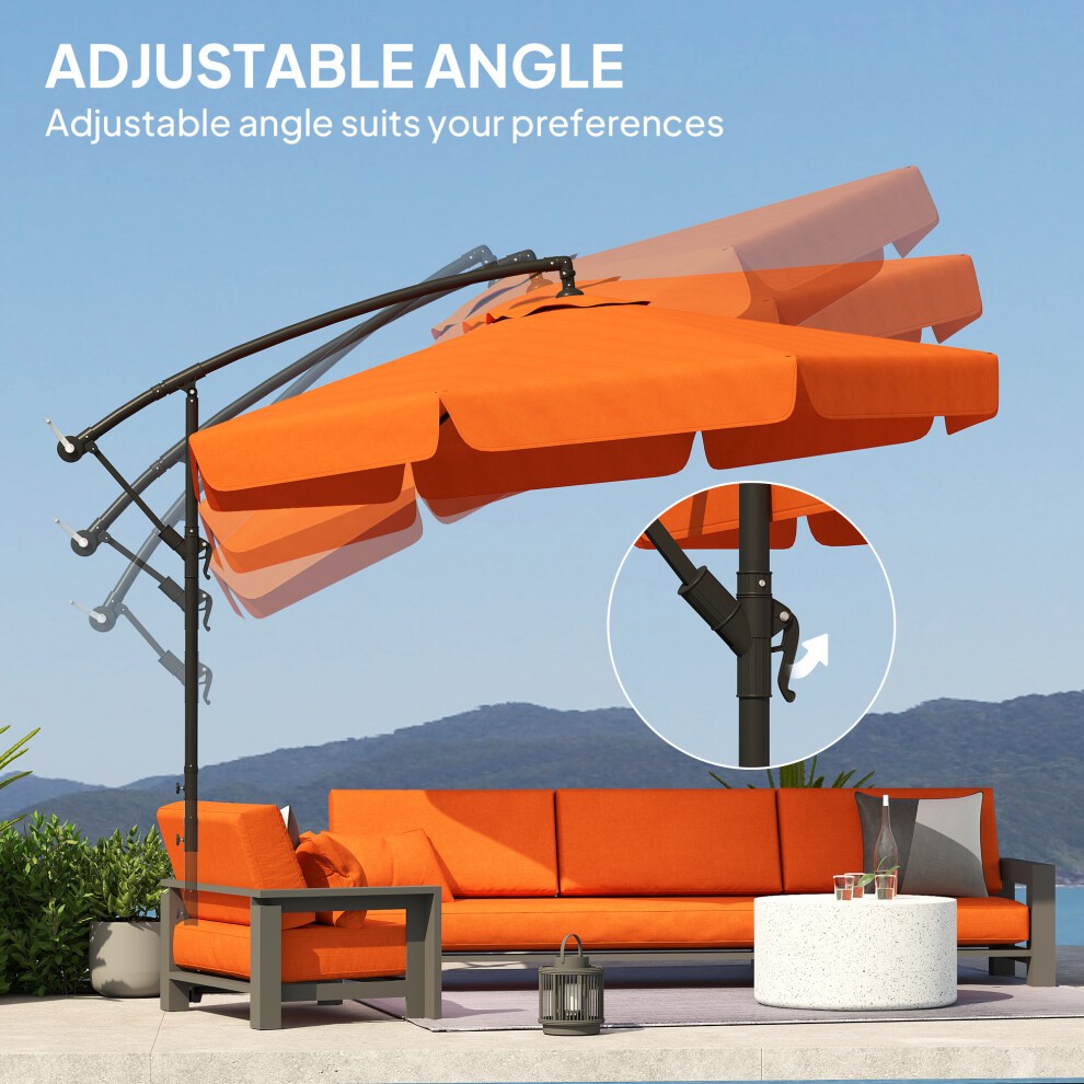 Outsunny Orange Banana Crank and Tilt Cantilever Parasol 2.7m - image 4