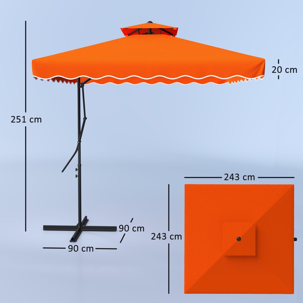 Outsunny Orange Cantilever Garden Parasol with Cross Base 2.5m - image 2