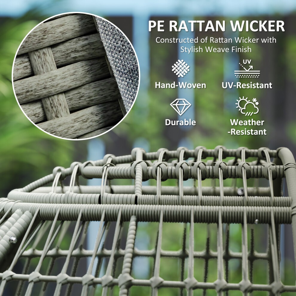 Outsunny PE Rattan Charcoal Grey Egg Chair with Padded Cushions - image 3