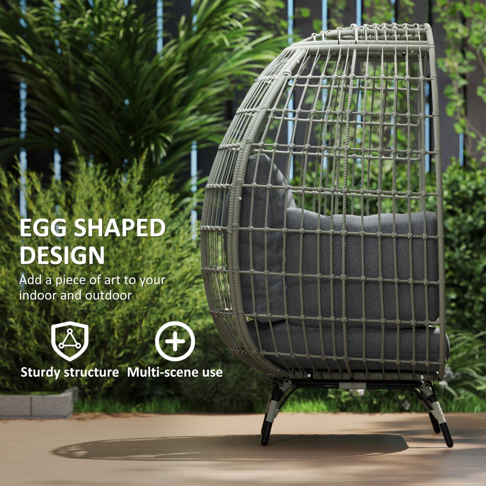Outsunny PE Rattan Charcoal Grey Egg Chair with Padded Cushions - image 4