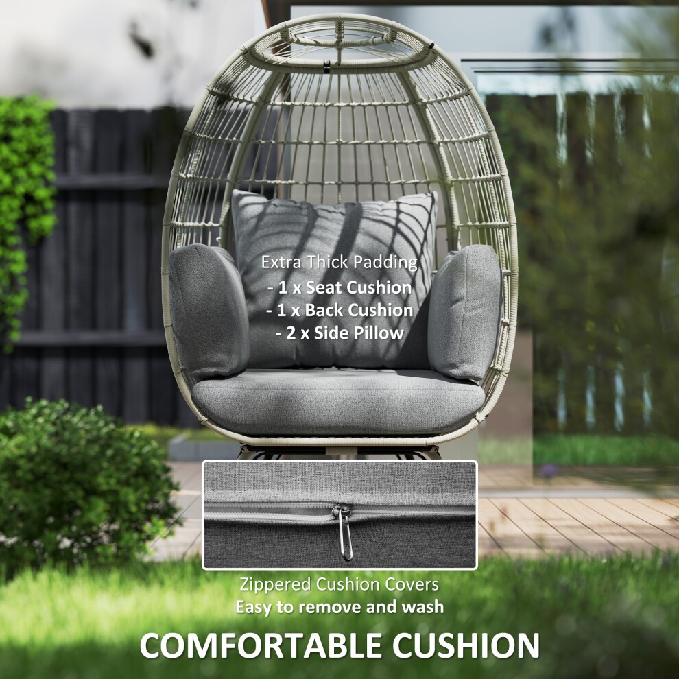 Outsunny PE Rattan Charcoal Grey Egg Chair with Padded Cushions - image 5
