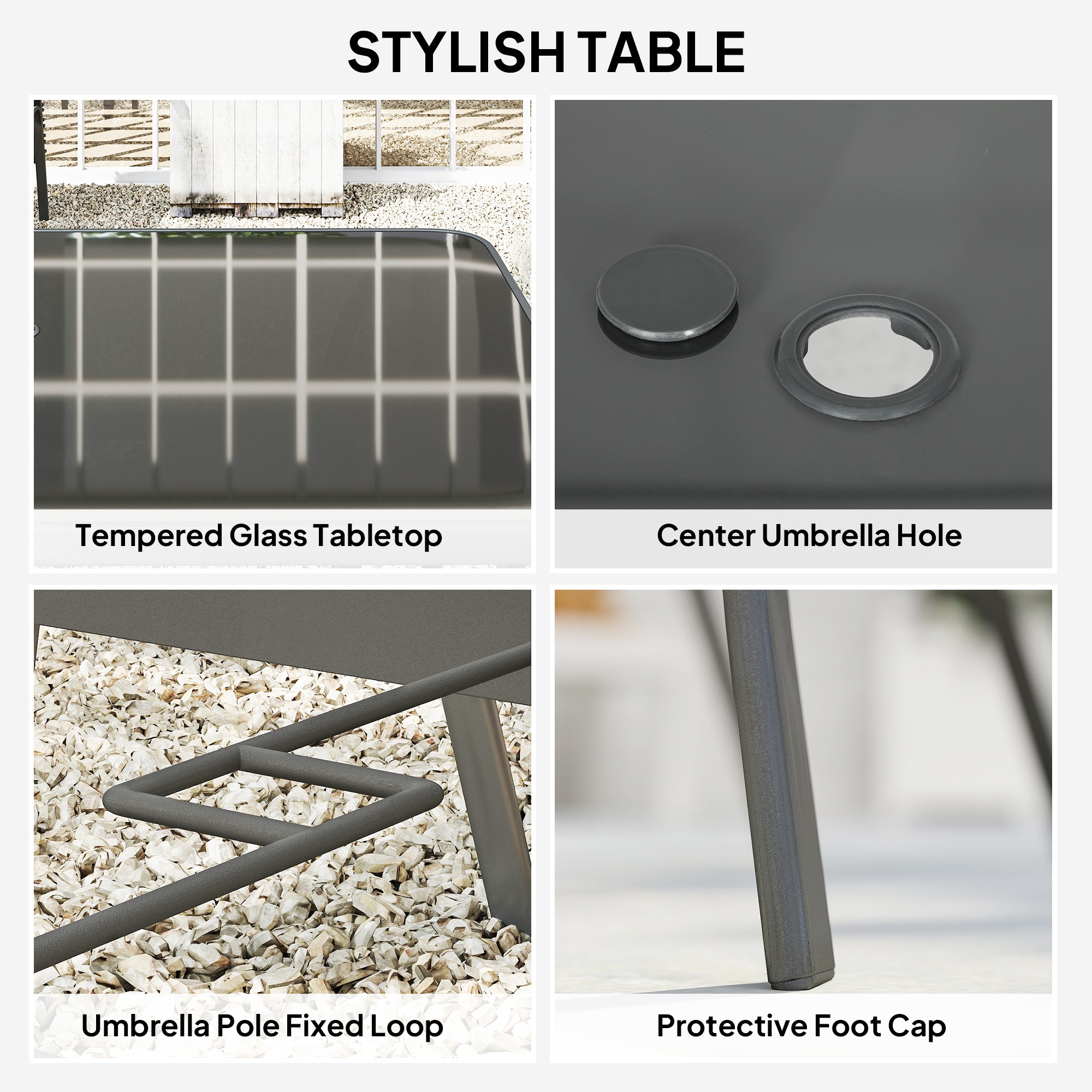 Outsunny Seven-Piece Outdoor Dining Set - Charcoal Grey - image 4
