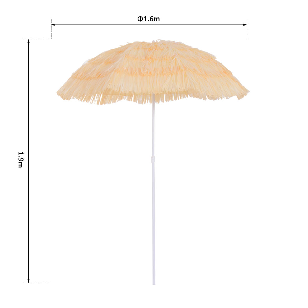 Outsunny Waterproof Patio Garden Hawaii Beach Sun Umbrella Sunshade Hawaiian Folding Tilting Crank Parasol (Wheat) Aosom UK - image 2