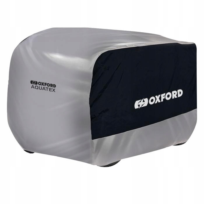Waterproof ATV cover by Oxford, featuring a grey and black design, made from durable Aquatex material, designed for size XL vehicles, with a snug fit and logo prominently displayed.