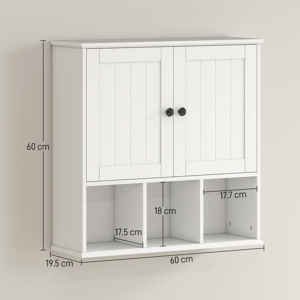 Portland 2 Door 3 Shelf White Wall-Mounted Bathroom Storage Cabinet - image 3