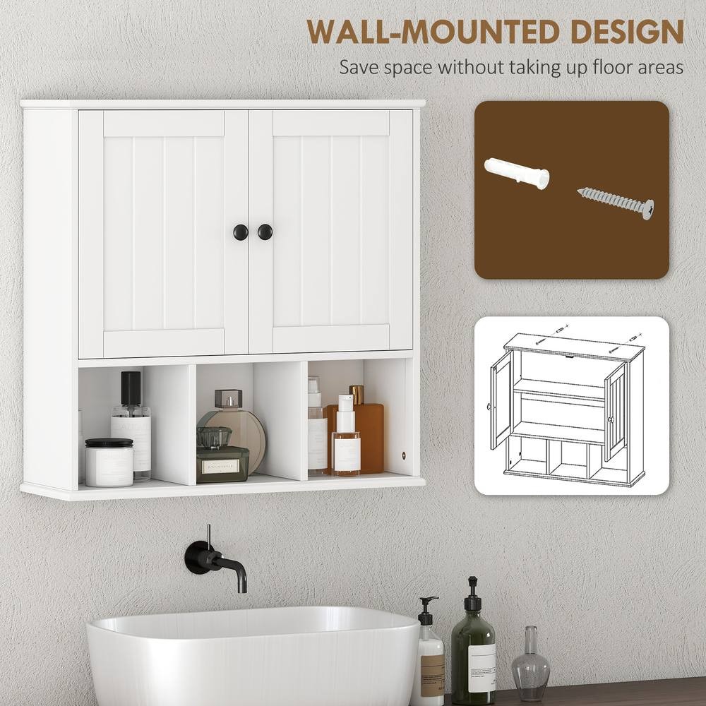 Portland 2 Door 3 Shelf White Wall-Mounted Bathroom Storage Cabinet - image 4