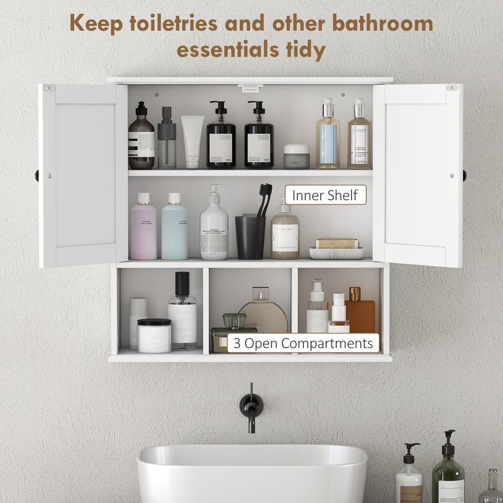 Portland 2 Door 3 Shelf White Wall-Mounted Bathroom Storage Cabinet - image 5