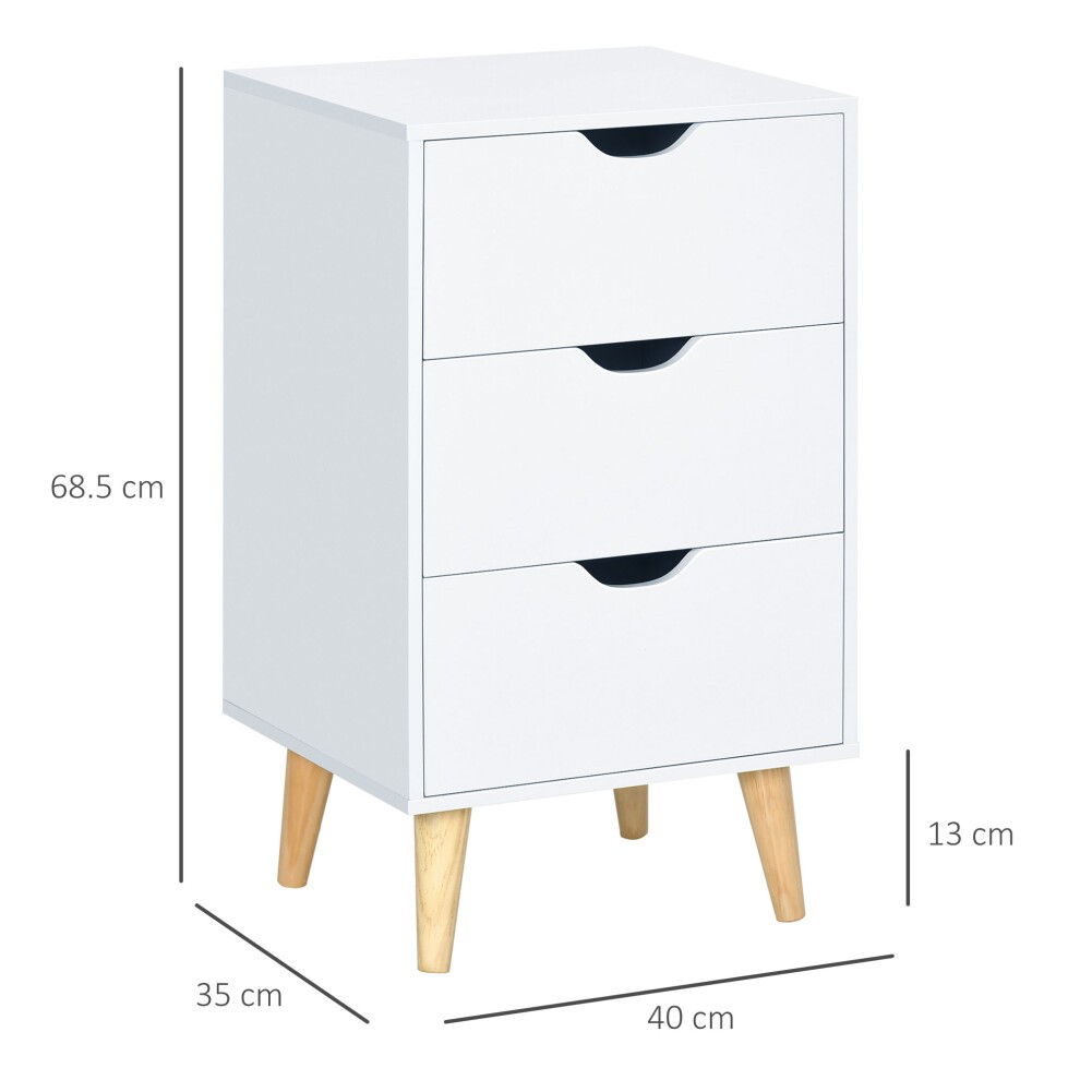 Portland 3 Drawer White and Natural Bedside Table - image 2
