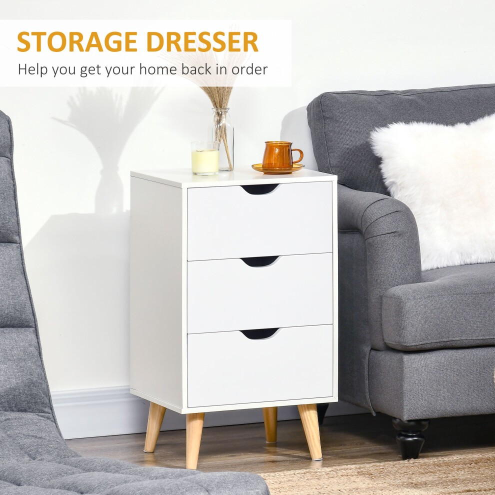 Portland 3 Drawer White and Natural Bedside Table - image 3