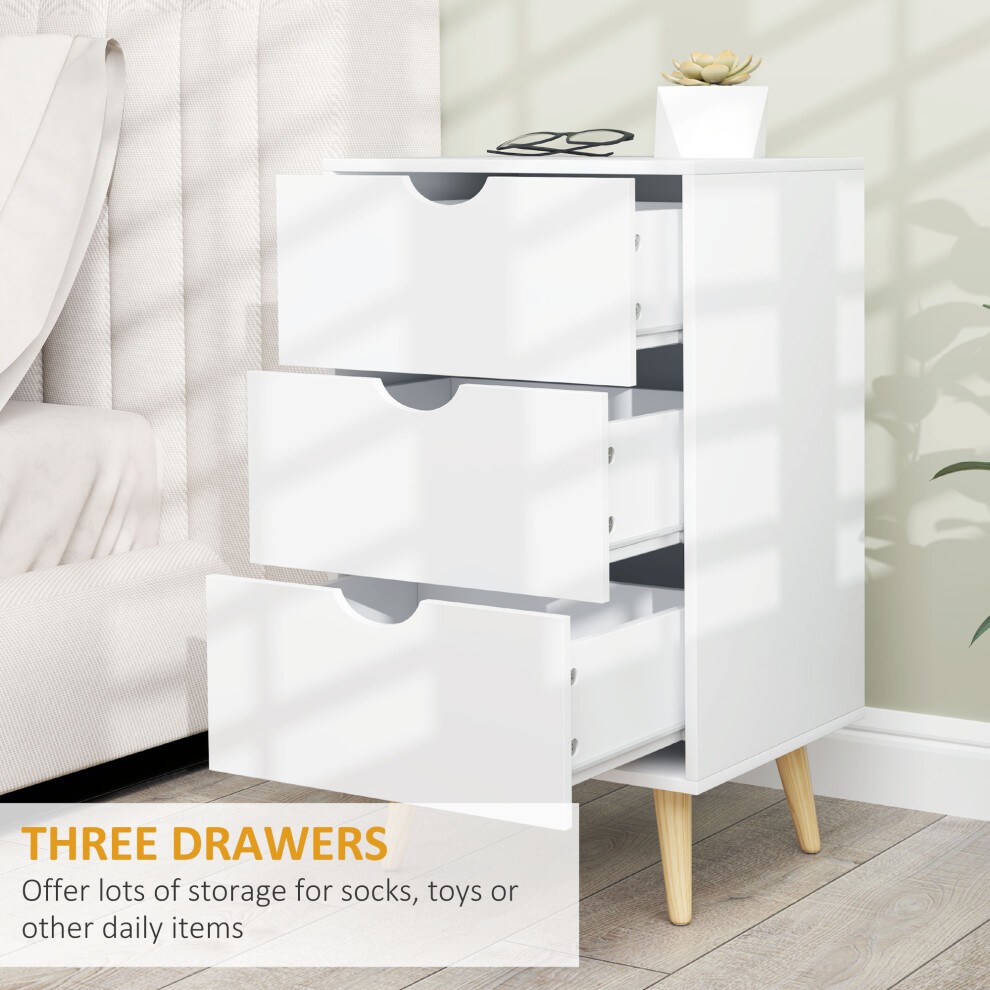 Portland 3 Drawer White and Natural Bedside Table - image 4