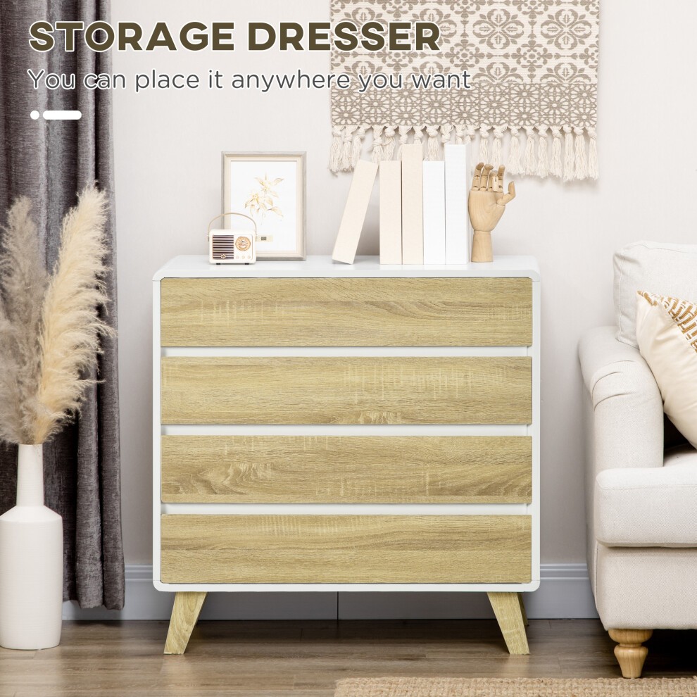 Portland 4 Drawer Oak and White Chest of Drawers - image 3