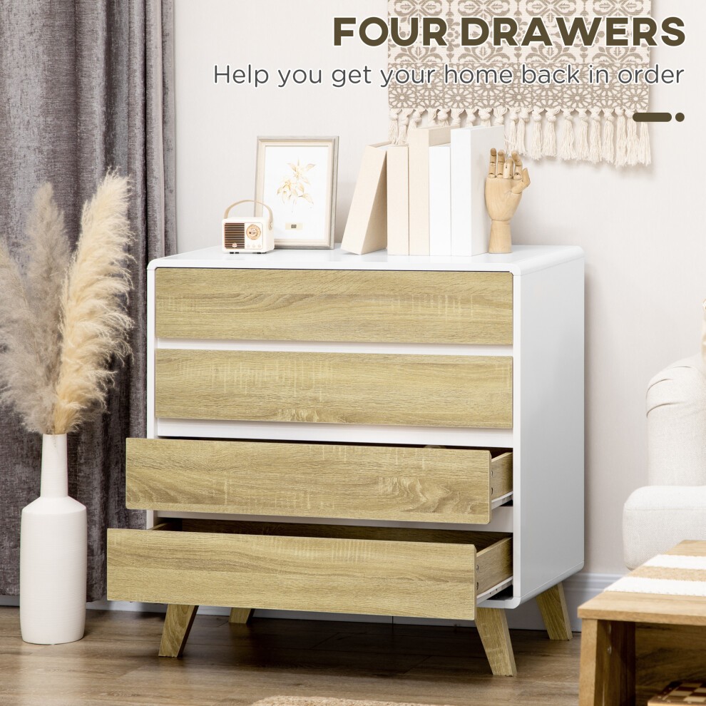 Portland 4 Drawer Oak and White Chest of Drawers - image 4