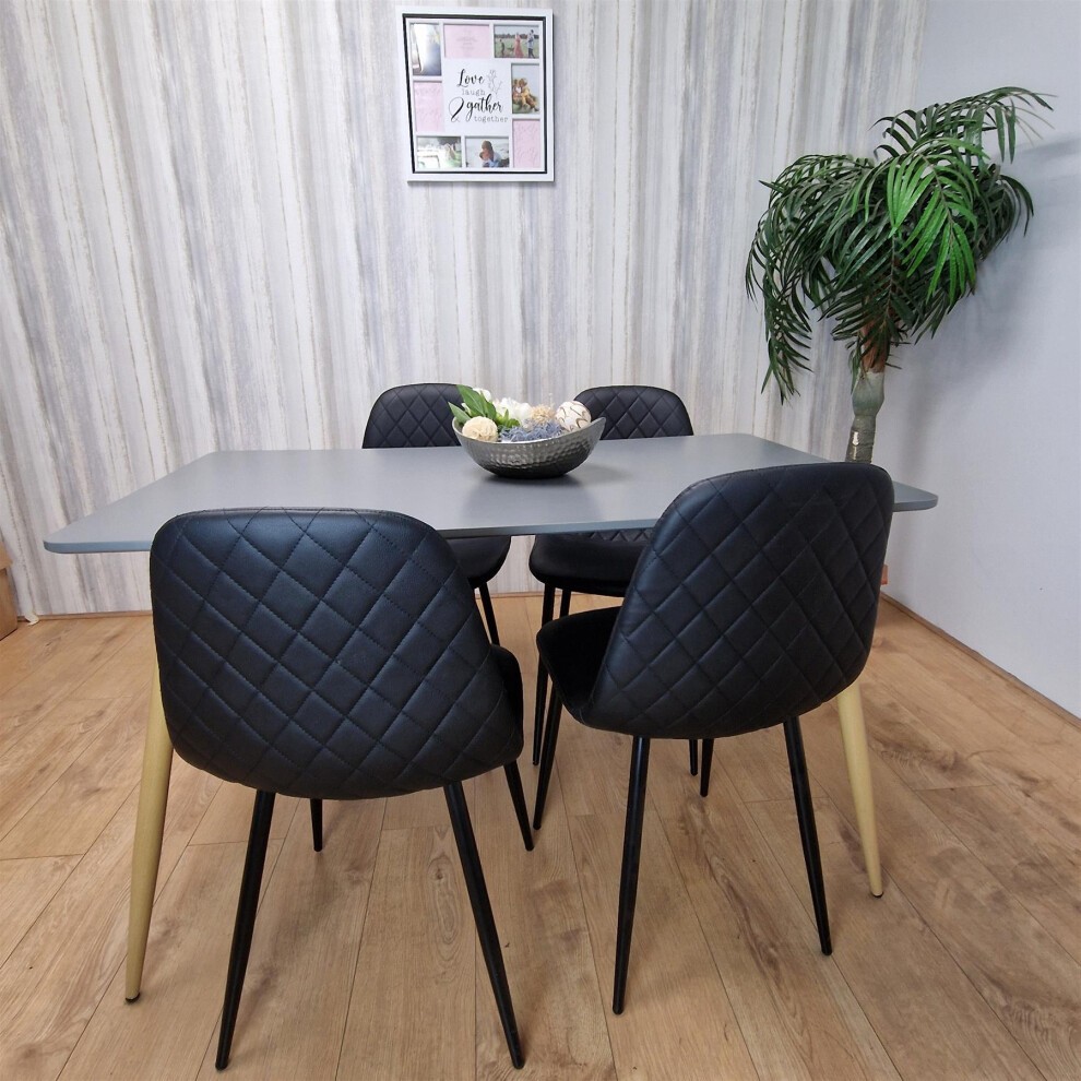 Portland 4 Seater Faux leather Dining Set Grey and Black - image 2
